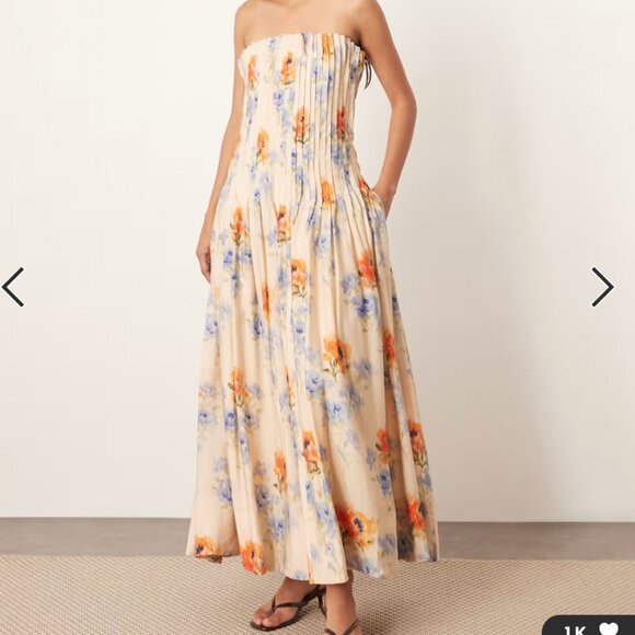 ASOS ARRANGE dropped waist midi dress in multi floral print - Sz 8 - Picture 1 of 3